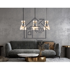 Светильник Ambrella light TR3404/3 BK/FGD/TI черный/золото/янтарь E27/3 max 60W 550*135*1000