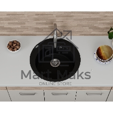 Мойка для кухни BAU Dream Black coal D 50, выпуск с сифоном в комплекте, черный уголь