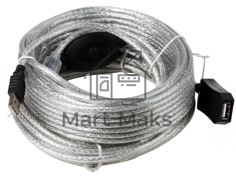 Кабель удлинитель Aopen активный ACU823-15M, USB2.0-repeater AM/AF 15м