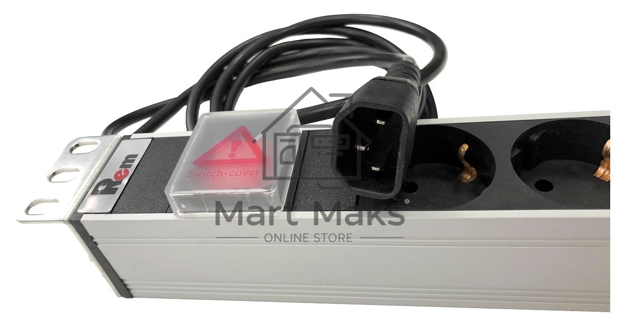 Блок розеток Rem-10 с выкл., 12 IEC 60320 C13, 10 A, алюм., 19