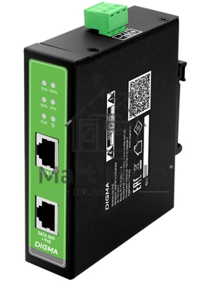 Инжектор PoE Digma DNP30W48GDXM 10/100/1000BASE-T 30Вт 37-57В(DC)