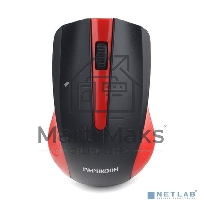 Мышь беспроводная Гарнизон GMW-430R красный, 1200 dpi, радиоканал, USB, кнопки - 3