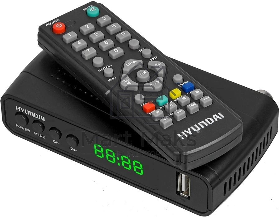 Ресивер DVB-T2 Hyundai H-DVB520 + WiFi-адаптер черный