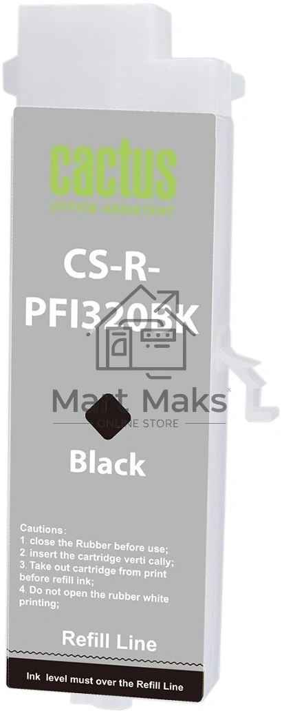 Картридж перезаправляемый струйный Cactus CS-R-PFI320BK PFI-320BK черный (260мл) для Canon imagePROGRAF TM-200/200MFP/205/300/300MFP/305/250/255/350/355