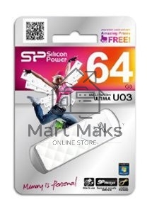 Флешка USB R/W Silicon Power USB Drive 64Gb Ultima U03 SP064GBUF2U03V1W USB2.0, White