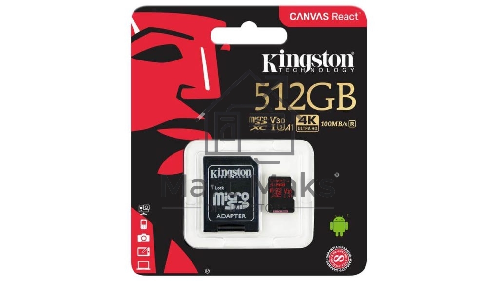 Карта памяти 512GB uSD React 100/80 V30 A1