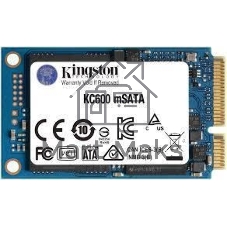 Накопитель SSD Kingston KC600, 512Gb, mSATA, R/W 550/520