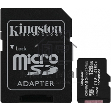 Флеш карта microSDHC 128Gb microSDXC Kingston SDCS2/128Gb Class10 UHS-I Canvas Select up to 100Mb/s с адапт.