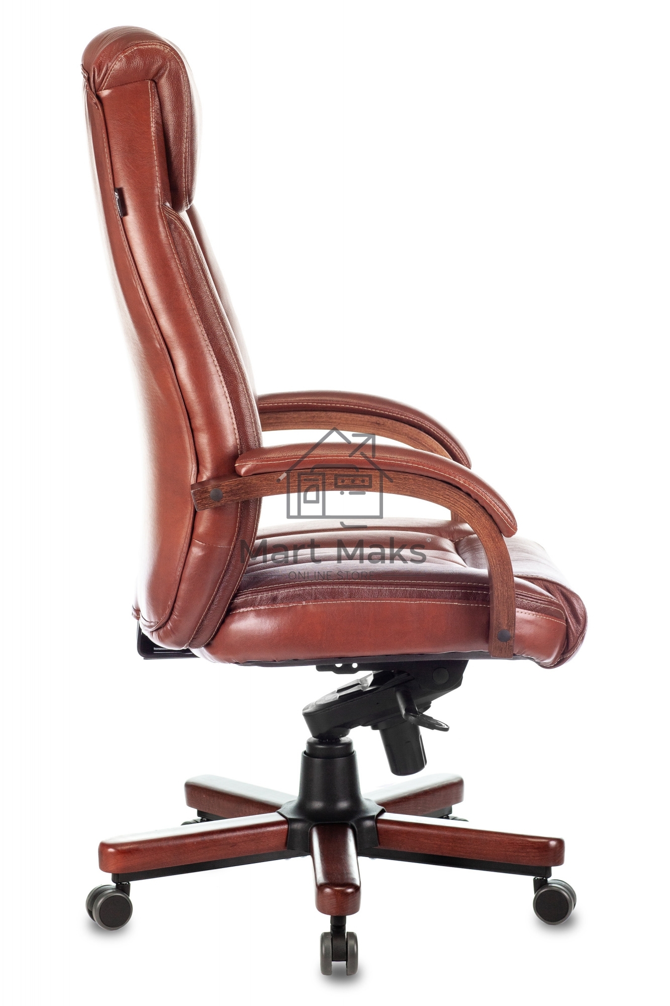 Кресло руководителя Бюрократ T-9922WALNUT светло-коричневый Leather Eichel, кожа, крестовина дерево