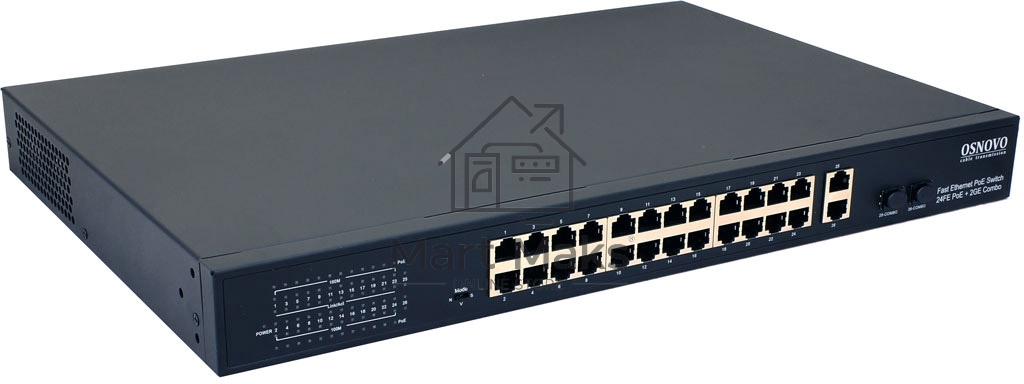 Коммутатор Osnovo SW-62422(400W) 26x100Mb 24PoE+ 400W неуправляемый