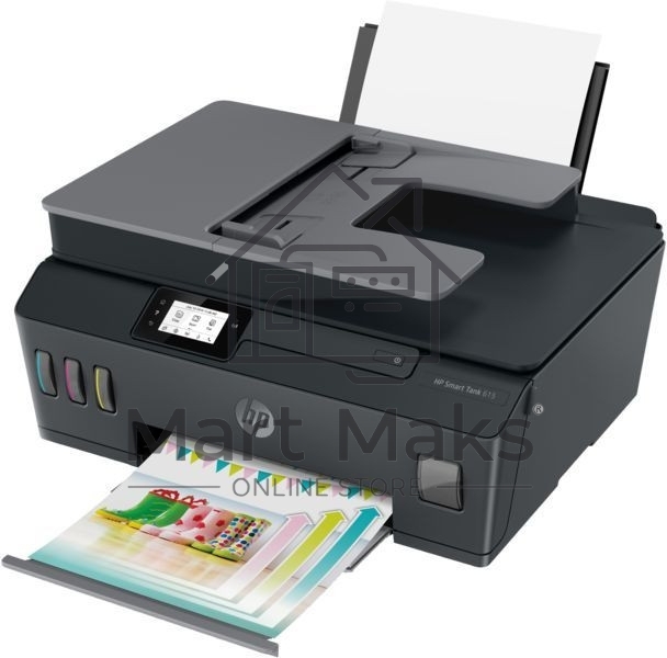 МФУ струйный HP Smart Tank 615 AiO (Y0F71A), A4, цветной, печ. до 22 стр/мин. (ч/б) до 16 стр/мин. (цвет), скан. до 5 стр/мин. (ч/б) 3 стр/мин. (цвет), 1200 x 1200 dpi (ч/б печать, скан.) 1200 x 4800 dpi (печать цвет), USB, Wi-Fi, BlueTooth, Air Print, Mo