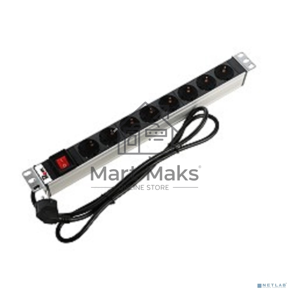 Аксессуар ЦМО Блок розеток Rem-16 с выкл., 8 Schuko, 16A, алюм., 19