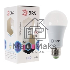 Лампа светодиодная ЭРА A60-15W-840-E27 R (диод груша 15Вт нейт E27) (10/100/1500)