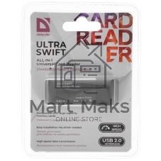 Универсальный картридер Defender Ultra Swift USB 2.0, 4 слота