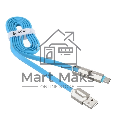 Кабель USB ACD-DUAL Lightning / MicroUSB ~ USB-A 2в1, TPE, 1м, синий (ACD-U924-CML)