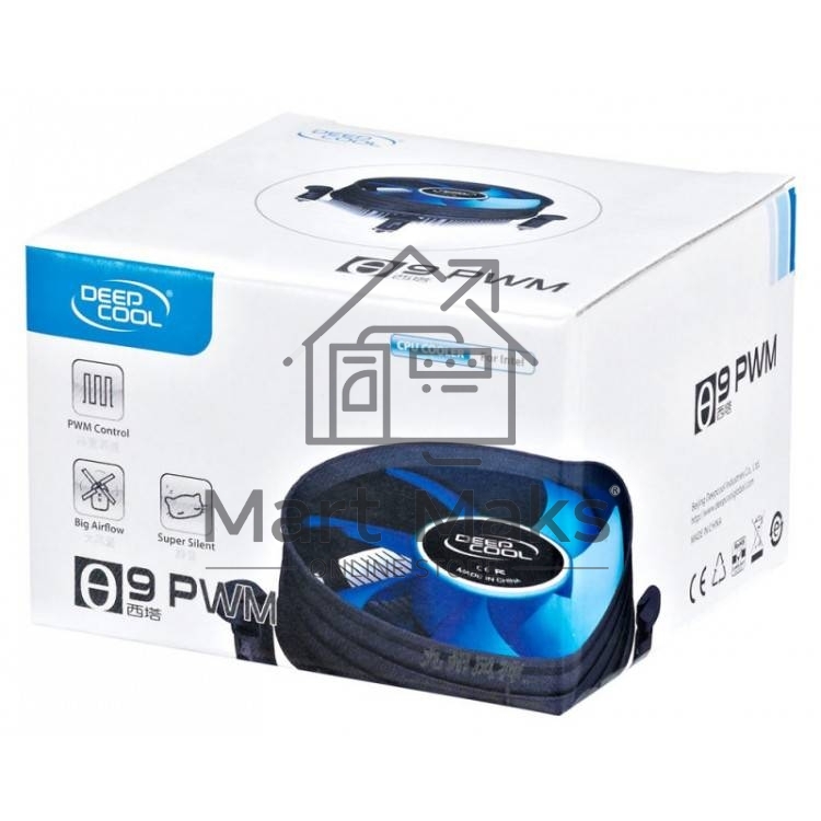 Кулер для процессора DEEPCOOL THETA 9 PWM черный/синий, 92 мм, алюминий, 3200 об/мин, 41.3 дБ, 4 pin, 95 Вт, 46.5 мм