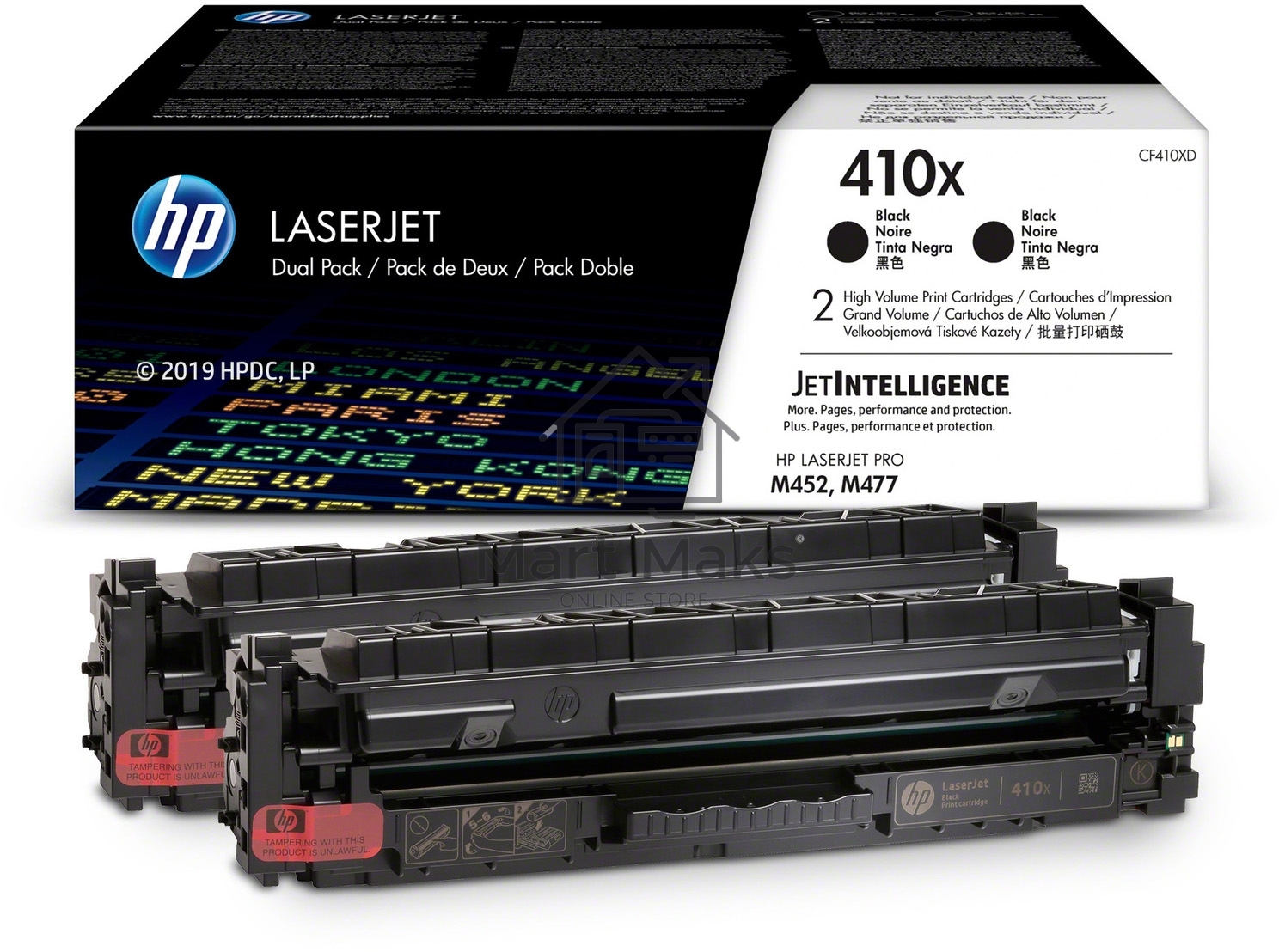 Картридж лазерный HP 410X черный двойная упаковка увеличенной емкости (CF410XD) для HP CLJ M477/M452/M377dw 2 х 6 500 стр.