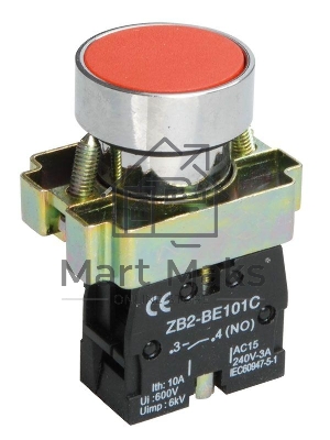 Кнопка LAY5-BA41 без подсветки красн. 1з ИЭК BBT60-BA-K04