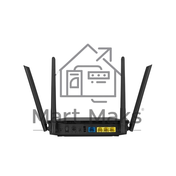 Роутер ASUS RT-AX53U802.11b/g/n/ac/ax, до 574 + 1201 Mbps, 2,4 + 5 гГц, 4 антенны, USB
