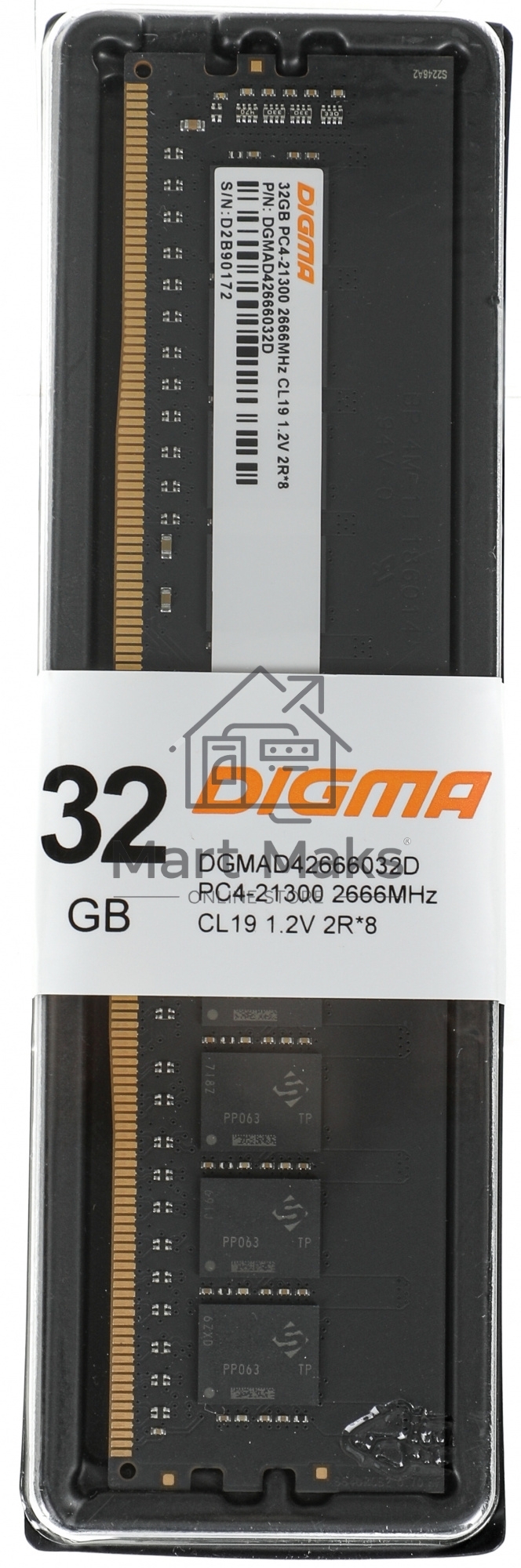 Оперативная память Digma, DDR4, 32GB (1x32 GB), 2666 MHz, CL19, DIMM