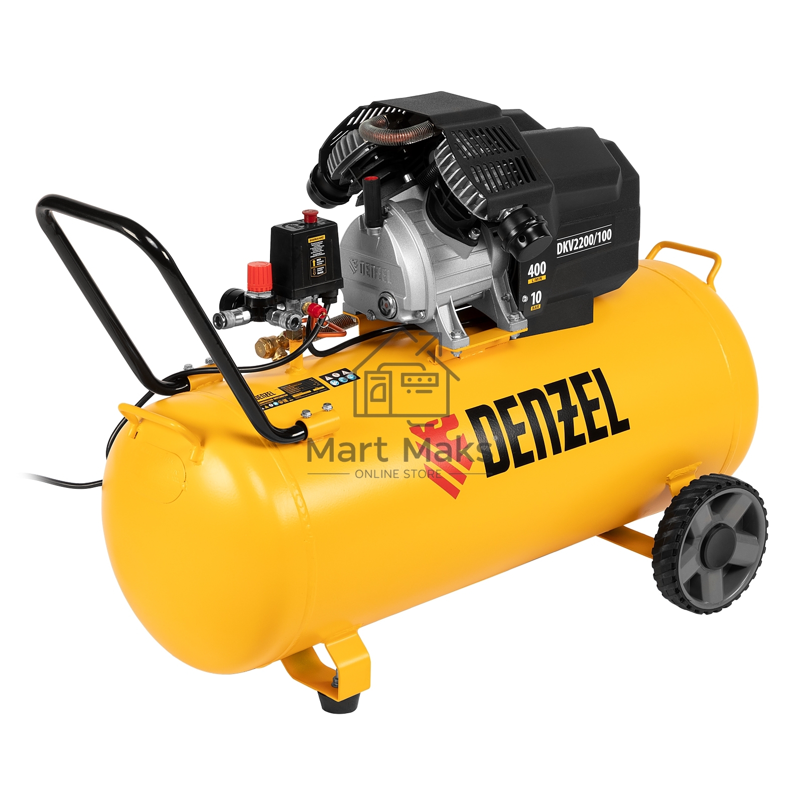 Компрессор Denzel воздушный DKV2200/100,Х-PRO 2.2 кВт, 400 л/мин, 100л 58079