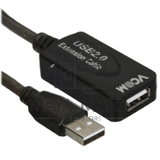 Кабель VCOM VUS7049-5M USB2.0-repeater, удлинительный активный Am-->Af 5м