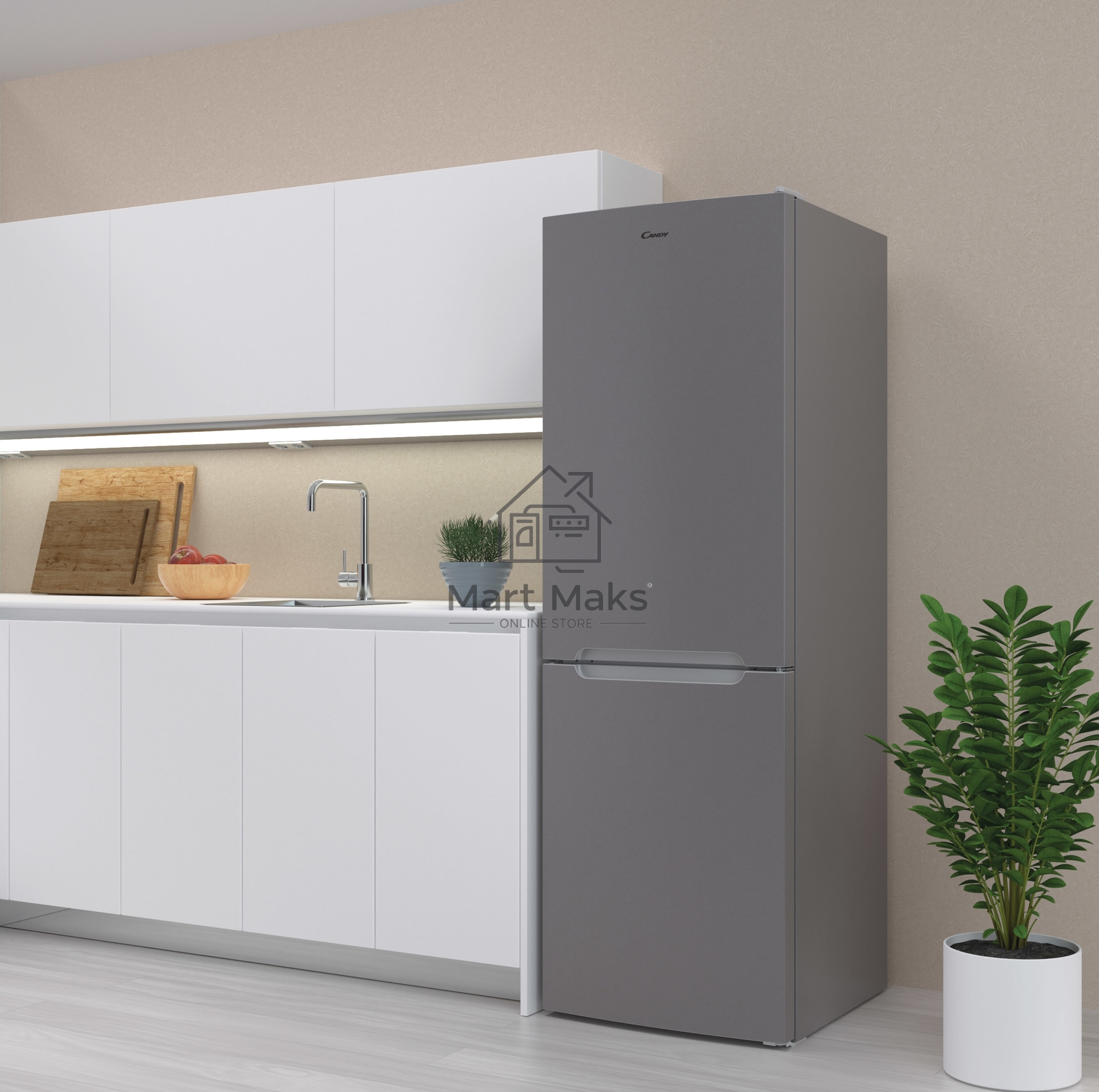 Холодильник Candy CCRN 6180S серебро двухкамерный 227/106л морозилка снизу, No Frost