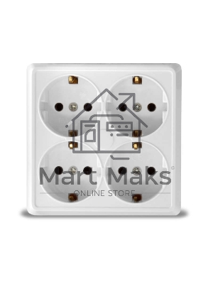 Розетка 4-м ОП Олимп с заземл. квадрат белый UNIVersal 1165