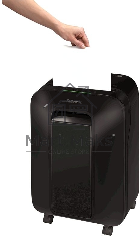 Шредер Fellowes PowerShred LX200 черный (секр.P-4)/перекрестный/12лист./22лтр./скрепки/скобы/пл.карты