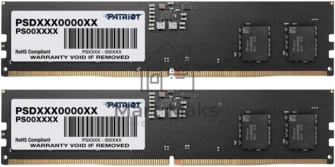 Оперативная память Patriot Signature, DDR5, 16GB (2x8 GB), 4800 MHz, CL40, DIMM