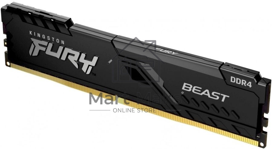 Оперативная память Kingston Fury Beast, DDR4, 16GB (1x16GB), 3200MHz, CL16, DIMM, с радиатором, черный