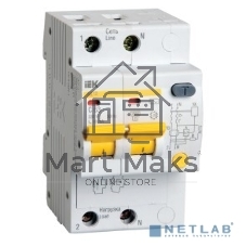 Выключатель автоматический дифференциального тока 2п C 10А 30мА тип AC 4.5кА АД-12 IEK MAD10-2-010-C-030