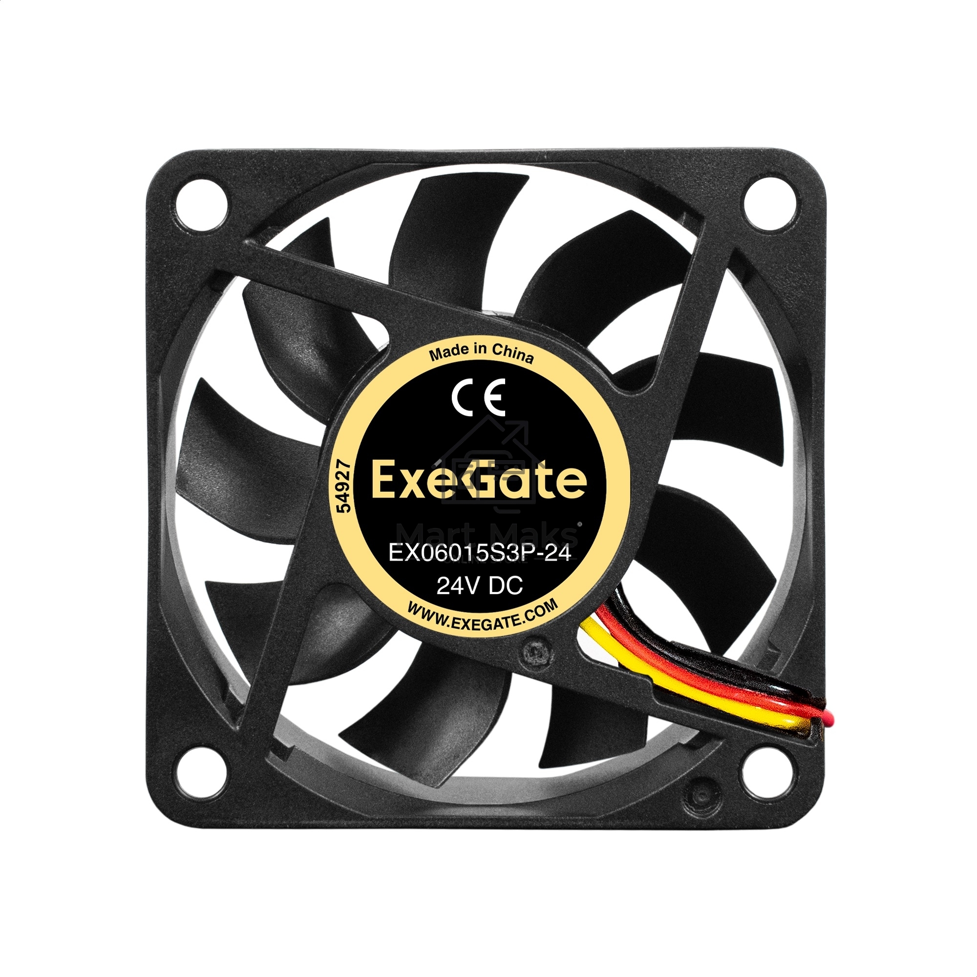 Вентилятор для корпуса ExeGate EX06015S3P-24 черный, 60 мм, 4800 об/мин, 34.1 дБ, 3 pin