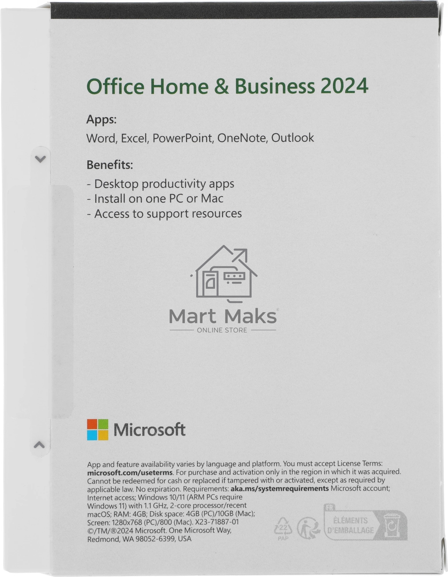 Офисное приложение Microsoft Office Home and Business 2024 English Medialess (EP2-06638)