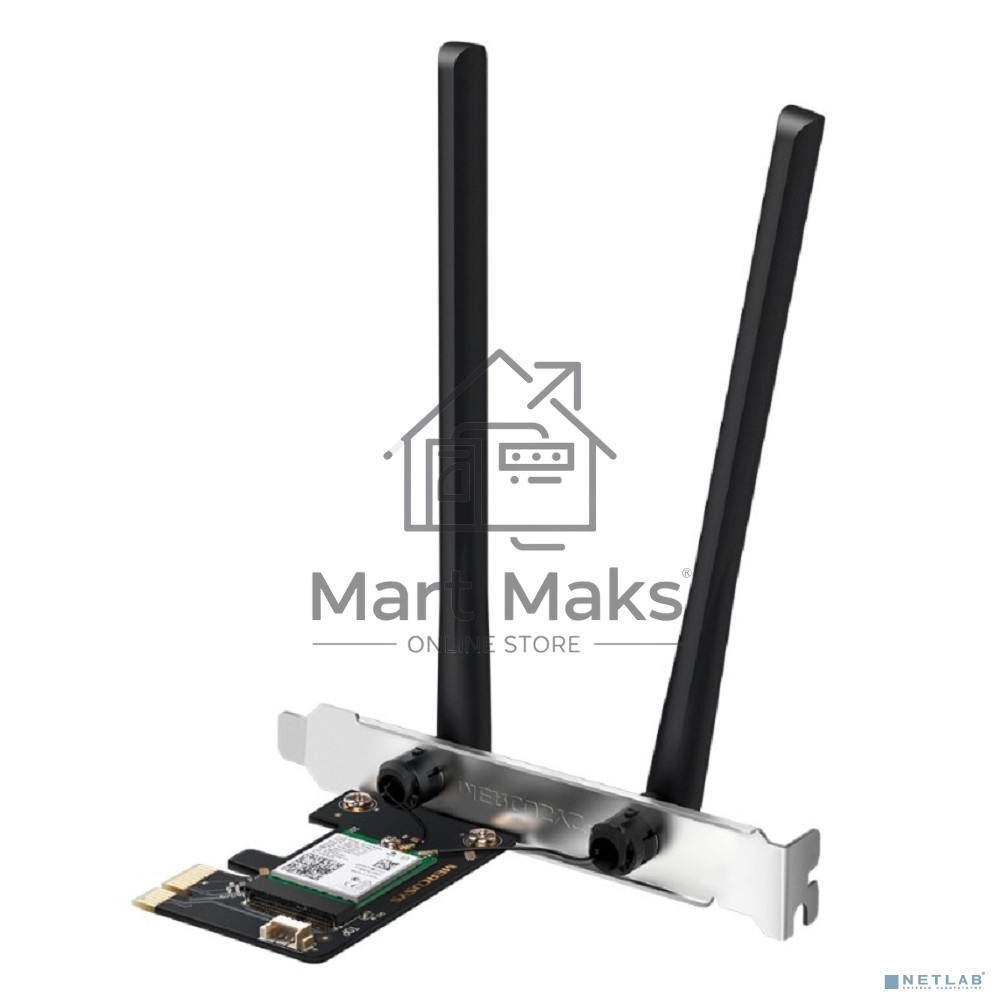 Сетевой адаптер Wi-Fi + Bluetooth Mercusys MA80XE AX3000 PCI Express (ант.внеш.несъем.) 2ант.