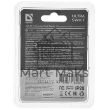 Универсальный картридер Defender Ultra Swift USB 2.0, 4 слота