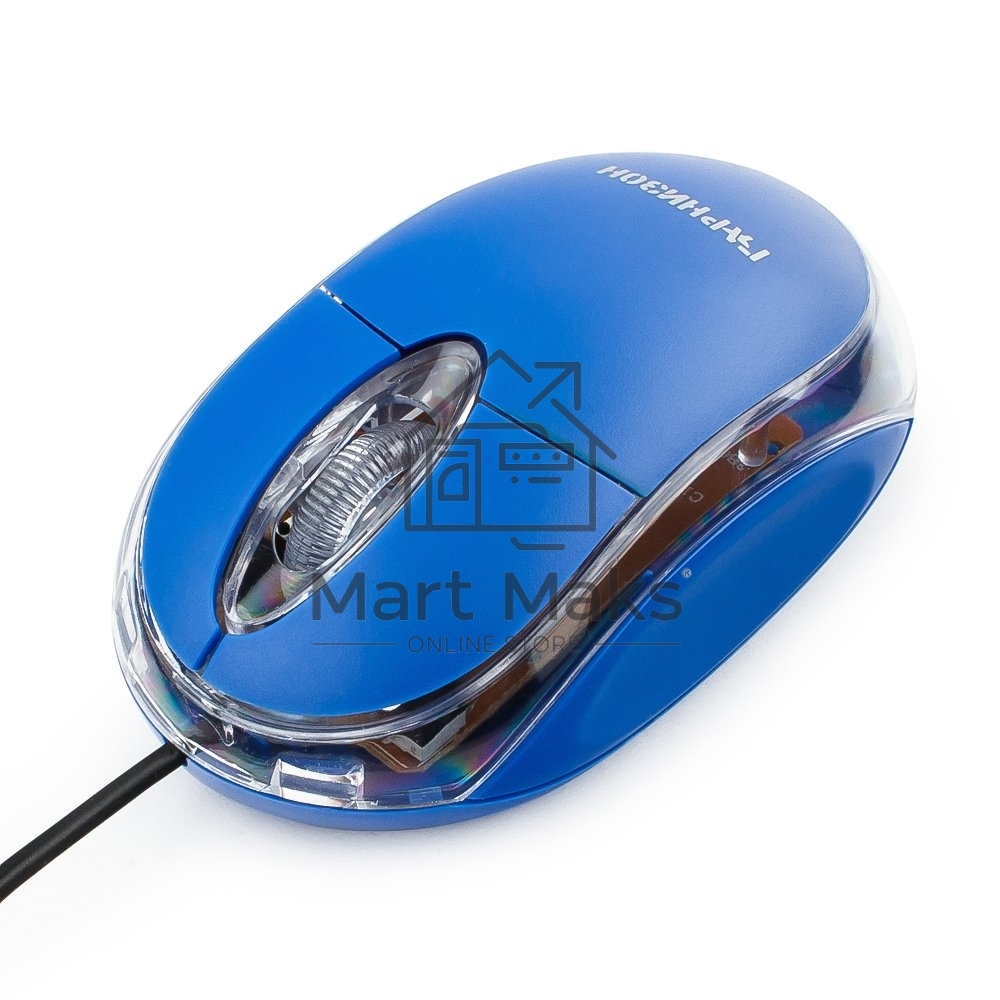 Мышь проводная Гарнизон GM-100B синий, 1000 dpi, USB, кнопки - 3