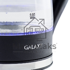 Чайник электрический Galaxy Line GL 0552, черный, стекло, 2200 Вт, 1,7 л, LED-подсветка, шкала уровня воды, корпус из термостойкого стекла