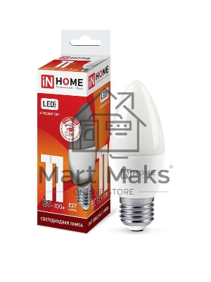 Лампа светодиодная LED-СВЕЧА-VC 11Вт 230В E27 6500К 990лм IN HOME 4690612024868