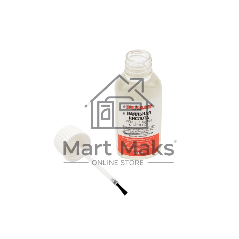 Флюс для пайки Rexant, ПАЯЛЬНАЯ КИСЛОТА, 30 мл, с кисточкой, флакон, блистер