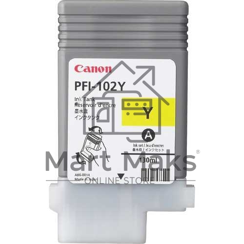 Картридж струйный Canon PFI-102Y (0898B001) желтый, 130 мл., для imagePROGRAF iPF605, iPF610., iPF650, iPF655, iPF710, iPF750, iPF755, LP17, iPF510