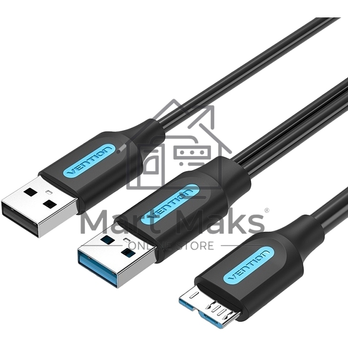 Кабель Vention USB 3.0 AM/micro B, USB 2.0 AM - 0.5м Кабель Vention USB 3.0 AM/micro B, USB 2.0 AM - 0.5м
