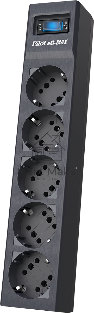 Сетевой фильтр Pilot sG-Max 5 outlets (GP), 15А/3.3 kVt, automatic circuit-breaker, 10 m, gfaphite