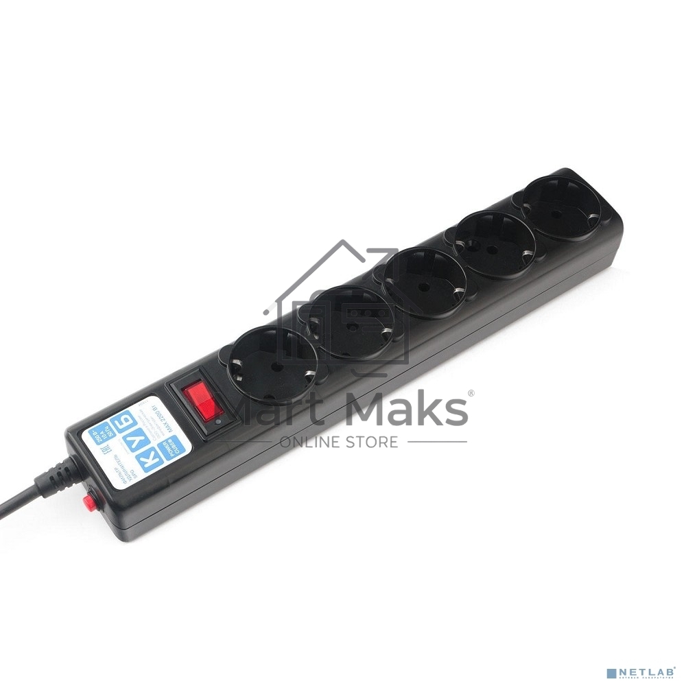 Сетевой фильтр Power Cube SPG5-В1 PC 0,5м, 5р, черный 10А, UPS(C14), SPG5-В1