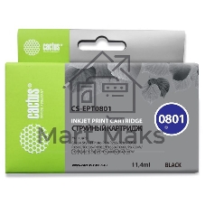 Картридж струйный Cactus CS-EPT0801 (T0801) черный (13 мл) для Epson Stylus PhotoP50/PX650/PX660/PX700/PX700W/PX710/PX710W/PX720/PX720WD/PX800/PX800FW/PX810/PX810FW/PX820/PX820FWD/R265/R285/R360/RX560/RX585/RX685