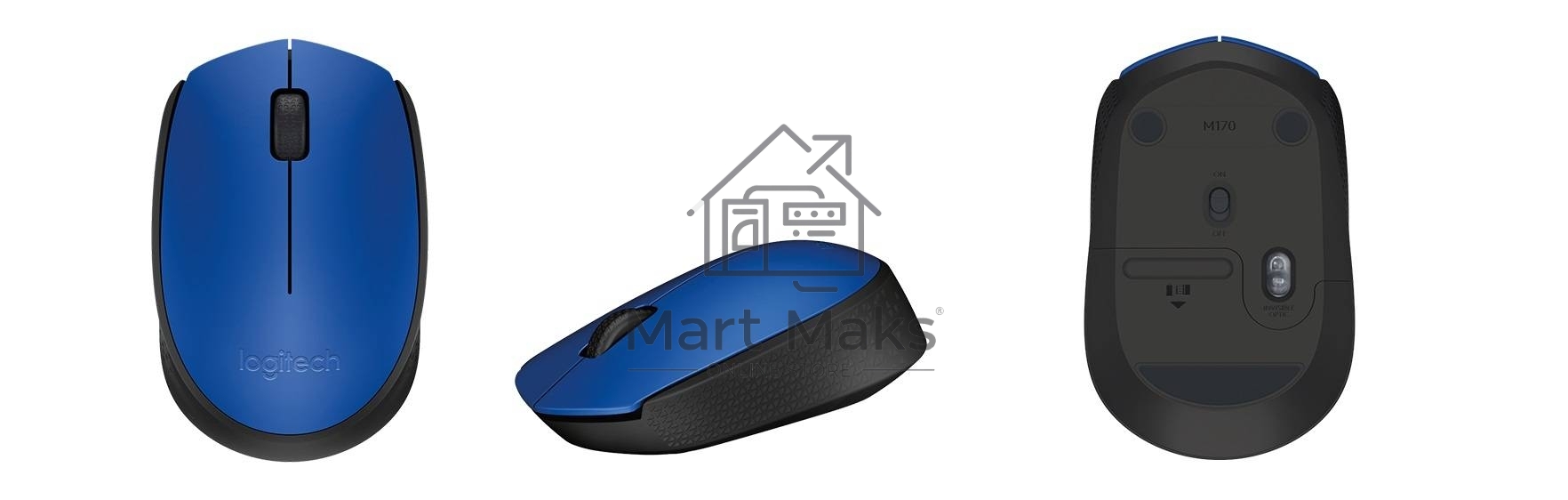 Мышь беспроводная Logitech M171 синий, 1000 dpi, радиоканал, USB, кнопки - 3