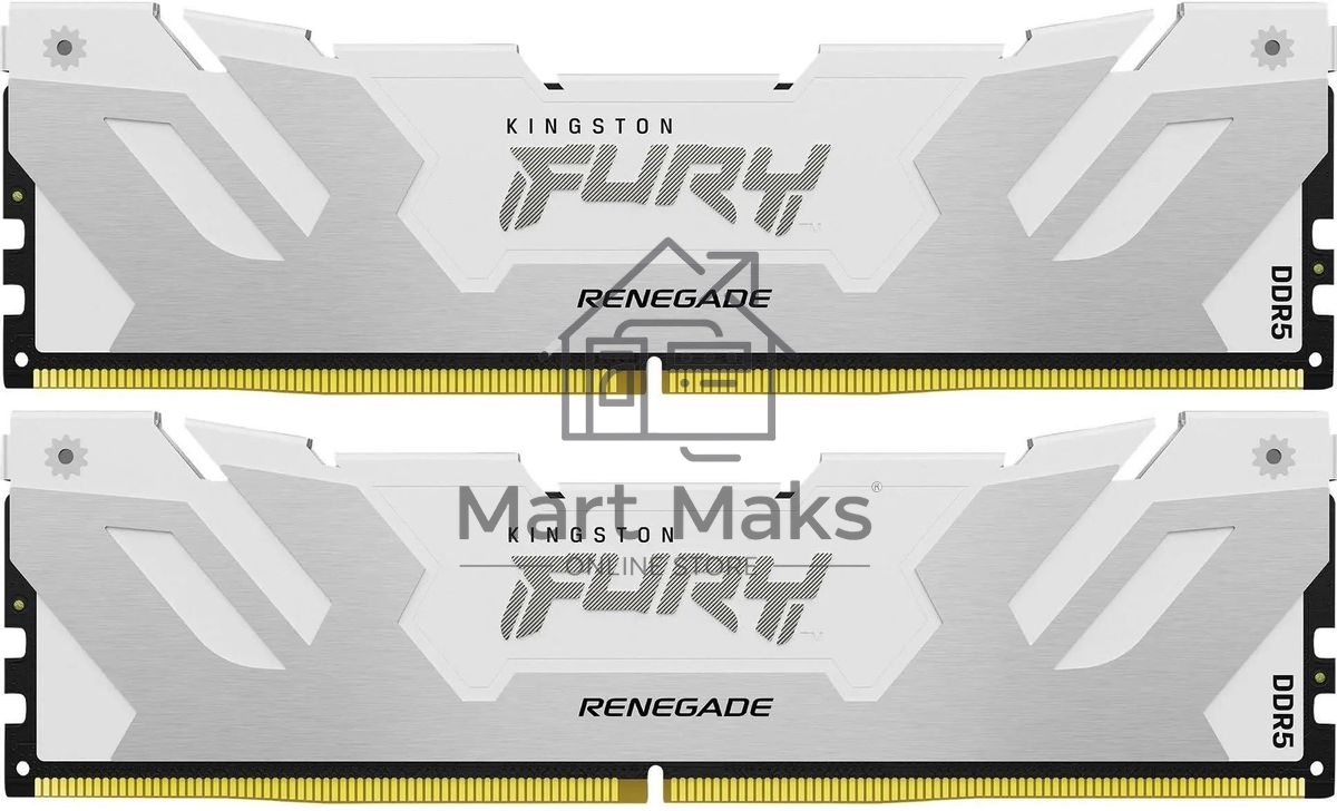 Оперативная память Kingston Fury Renegade, DDR5, 32GB (2x16GB), 6400MHz, CL32, DIMM, радиатор, белый