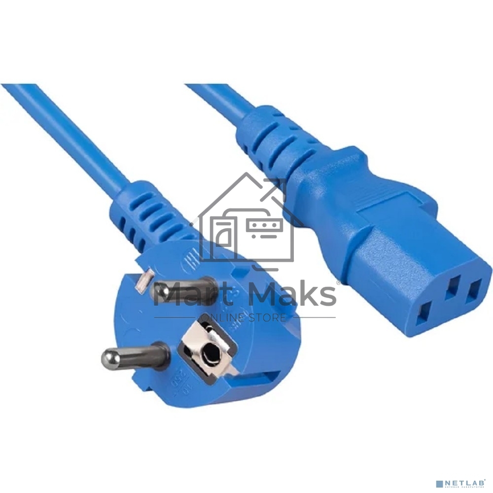 Кабель питания компьютера Cabeus PC-186-VDE-1.8M-BL (Schuko+C13) (3x0.75), синий, 1.8м