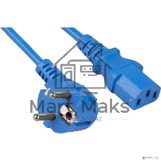 Кабель питания компьютера Cabeus PC-186-VDE-1.8M-BL (Schuko+C13) (3x0.75), синий, 1.8м