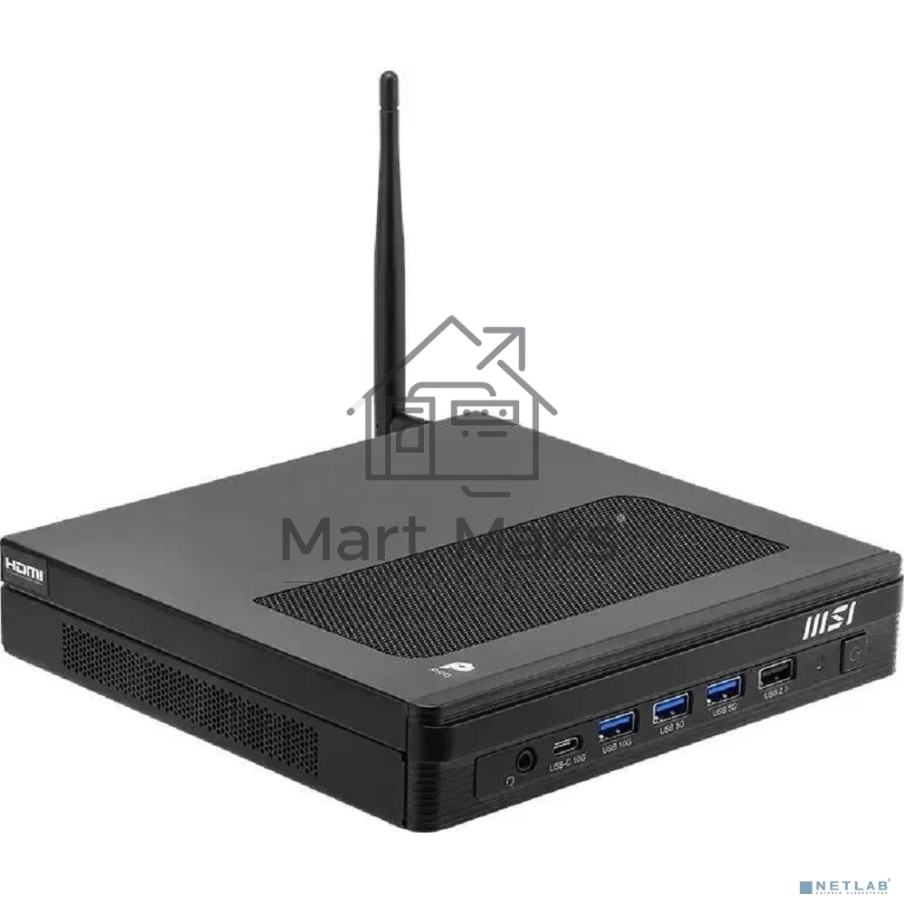 Персональный компьютер MSI Pro DP10 A14MG Mini Core i3-14100 (3.5GHz), 8Gb(8*1) DDR5 SO-DIMM, 512GB SSD M.2, Intel Graphics, noDVD, WiFi, BT, 120W, noOS, 1y war-ty, Black